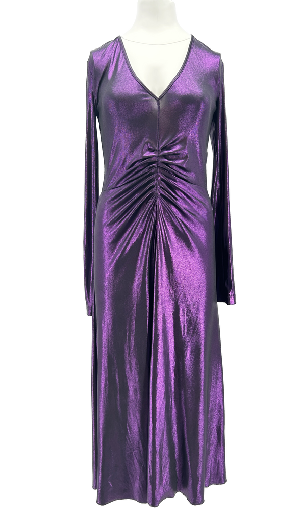 Robe longue violette métallique