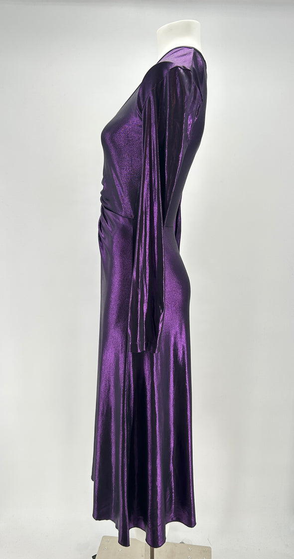 Robe longue violette métallique