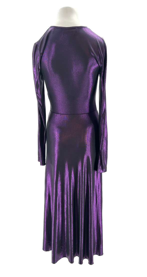 Robe longue violette métallique