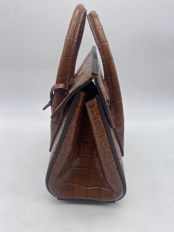 Sac à main en cuir embossé crocodile