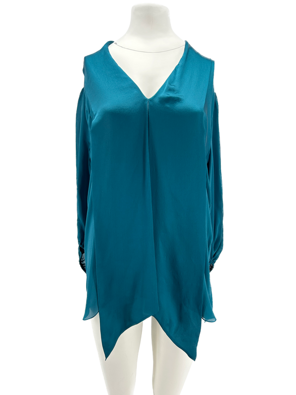 Blouse bleue en soie