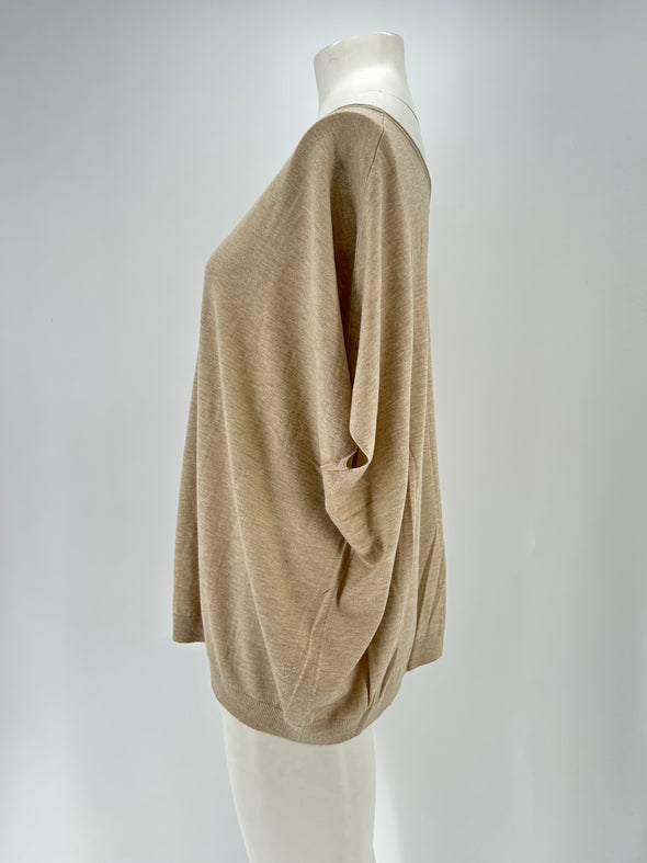 Top en cachemire beige