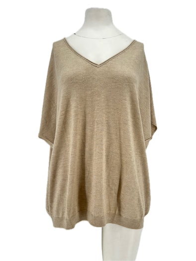Top en cachemire beige