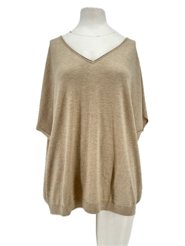 Top en cachemire beige