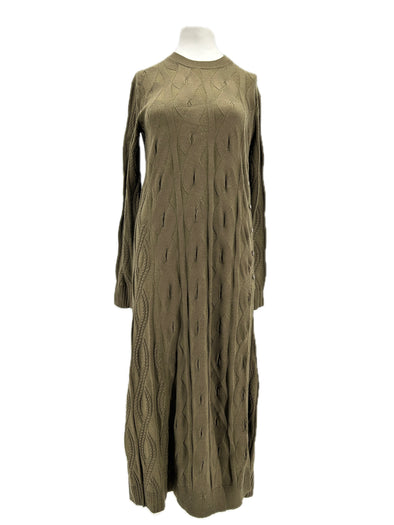 Robe kaki en mélange de laine et soie