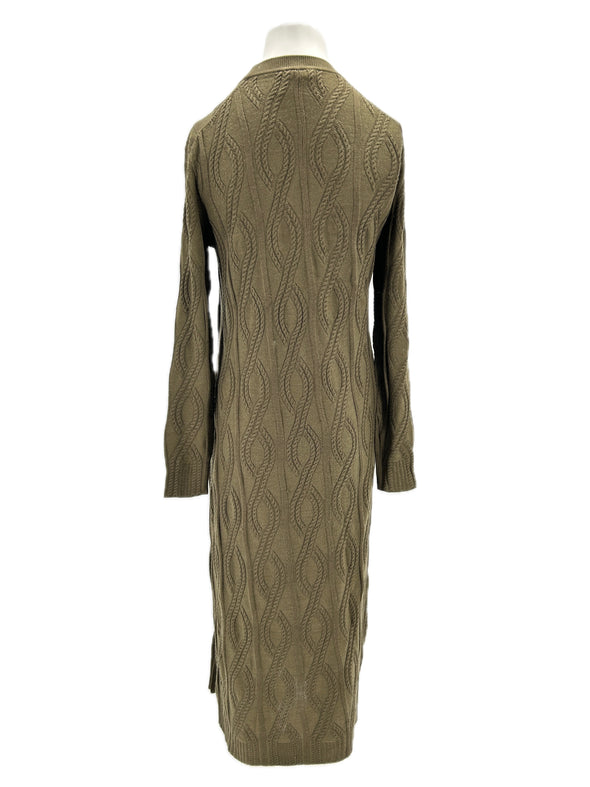 Robe kaki en mélange de laine et soie