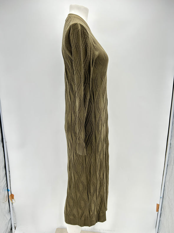 Robe kaki en mélange de laine et soie