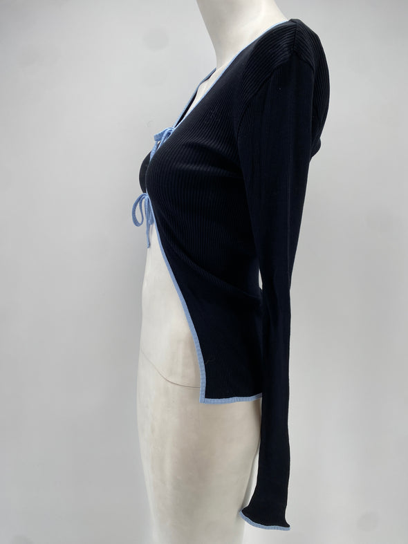 Cardigan noir à noeuds