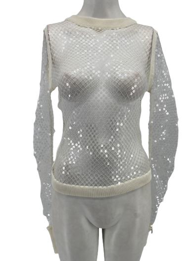 Top filet manches longues à paillettes
