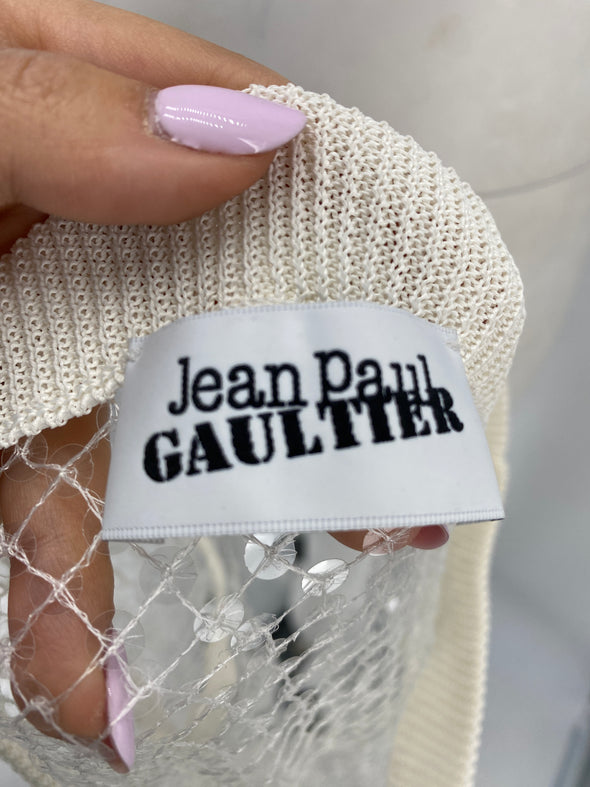 Top filet manches longues à paillettes