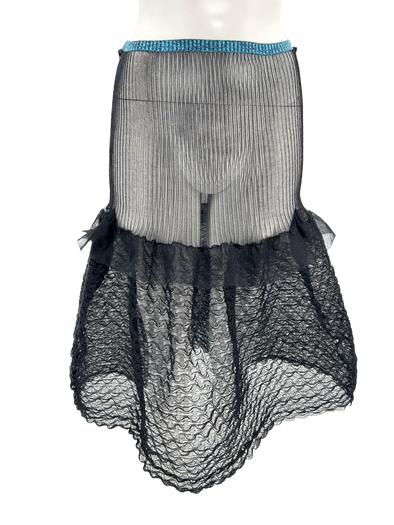 Jupe transparente en tulle plissé avec ceinture élastique turquoise