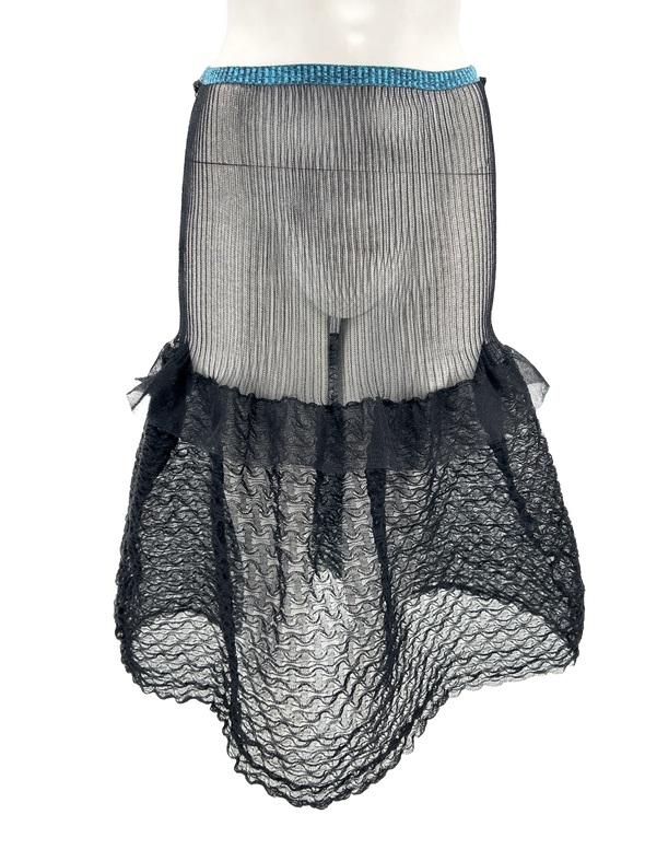 Jupe transparente en tulle plissé avec ceinture élastique turquoise
