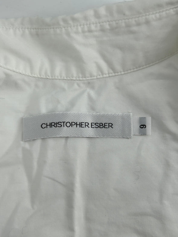 Chemise blanche crop avec liens à nouer