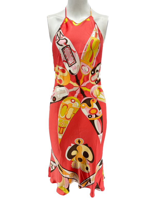 Robe rouge imprimées dos nu