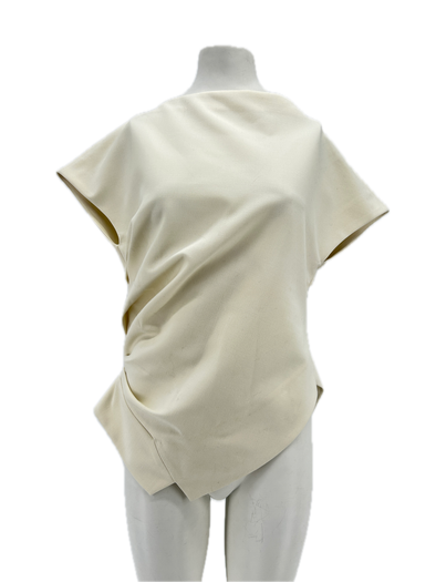 Top blanc en laine mélangée