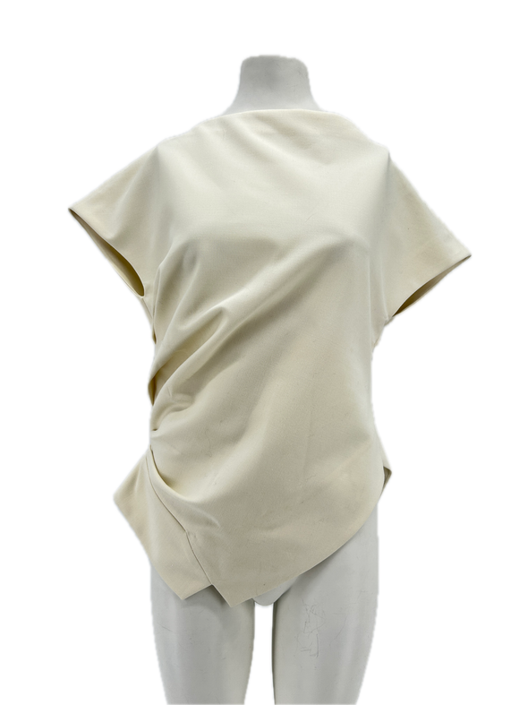 Top blanc en laine mélangée