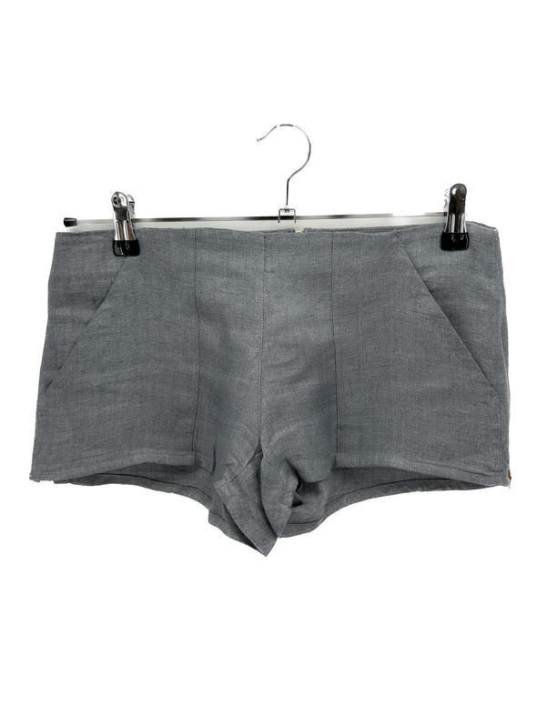 Mini short gris foncé 100% lin