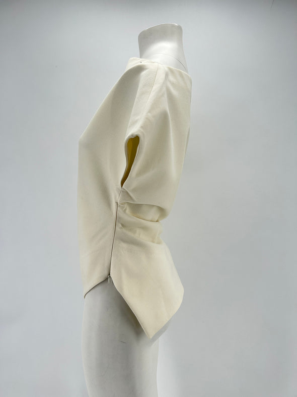 Top blanc en laine mélangée
