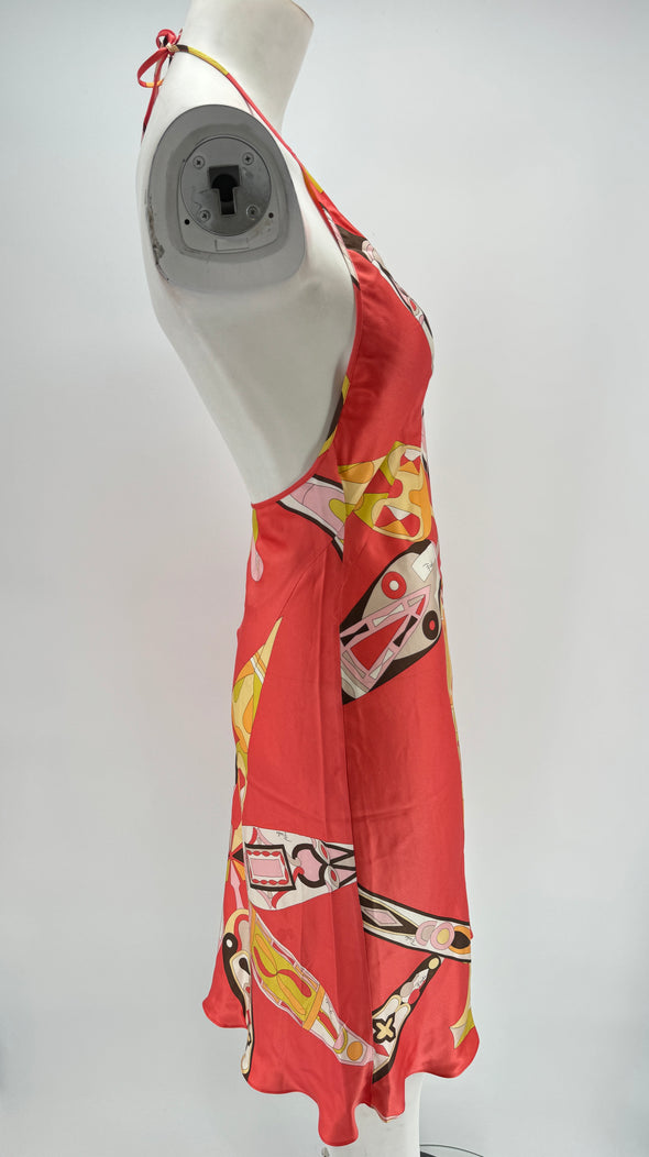 Robe rouge imprimées dos nu