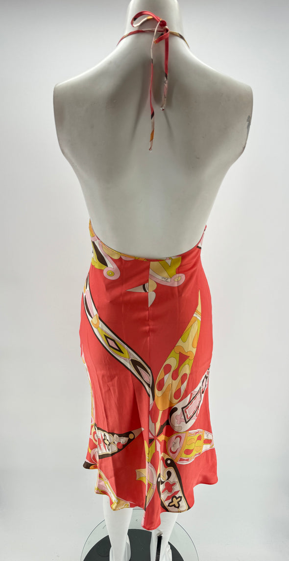 Robe rouge imprimées dos nu
