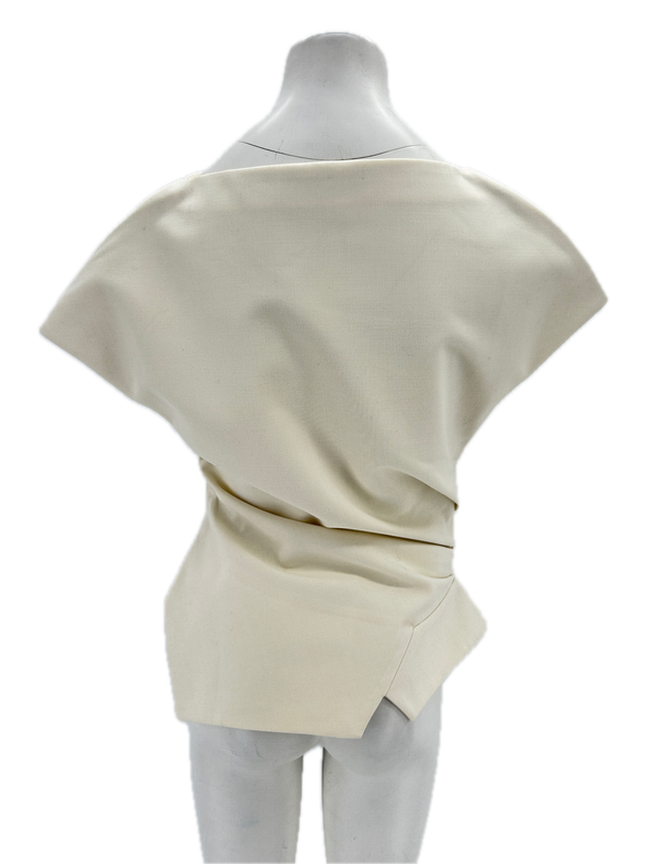 Top blanc en laine mélangée