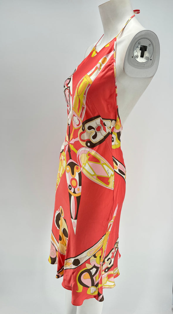Robe rouge imprimées dos nu
