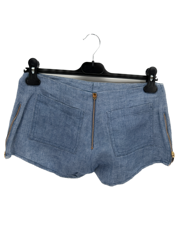 Mini short bleu 100% lin