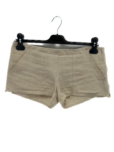 Mini short gris beige 100% lin