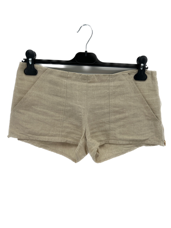 Mini short gris beige 100% lin