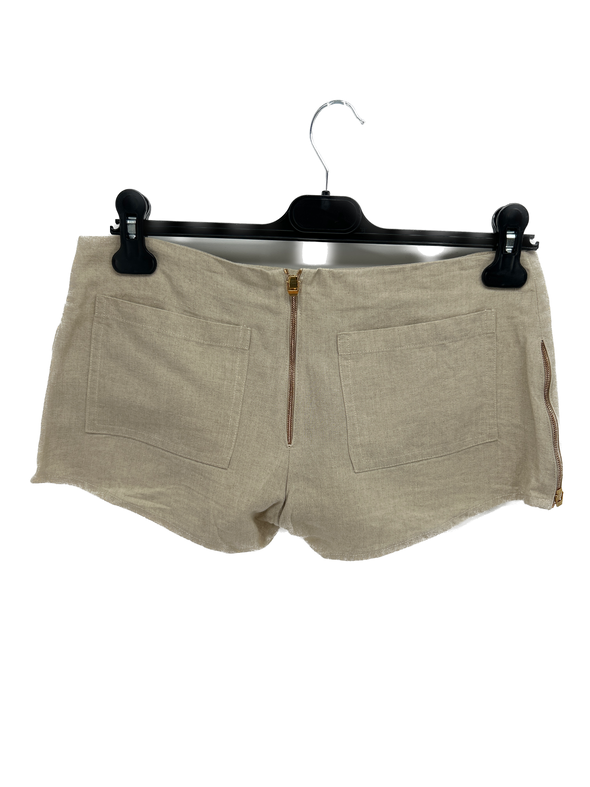 Mini short gris beige 100% lin