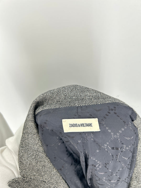 Blazer gris en laine mélangée