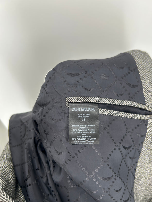 Blazer gris en laine mélangée