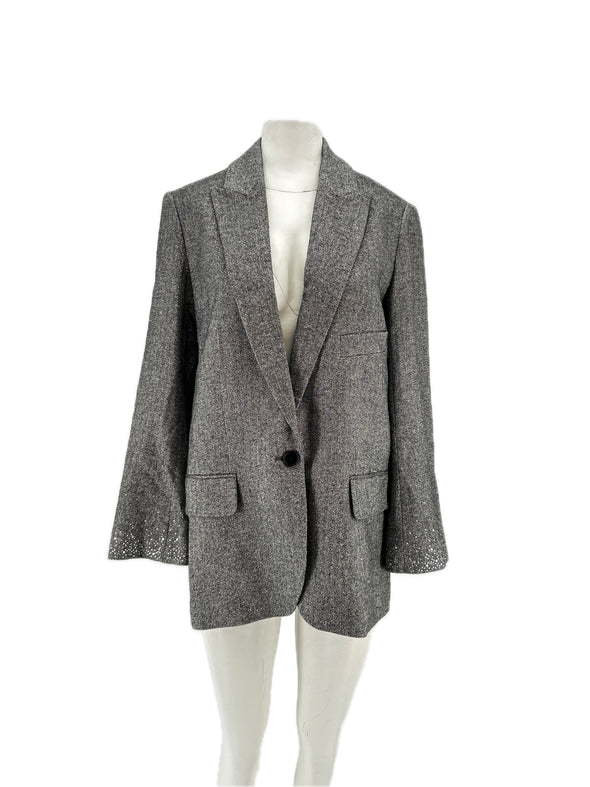 Blazer gris en laine mélangée