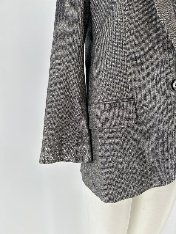 Blazer gris en laine mélangée