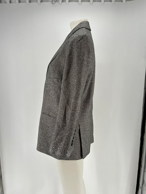 Blazer gris en laine mélangée