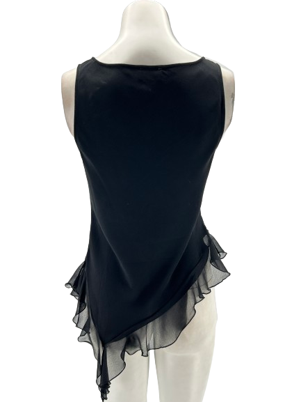 Top noir asymétrique à volants