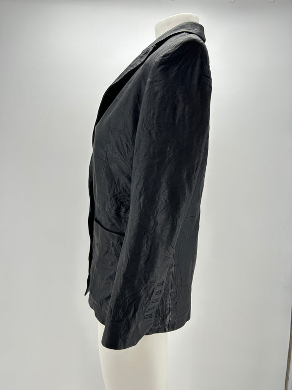 Veste en cuir froissé noir