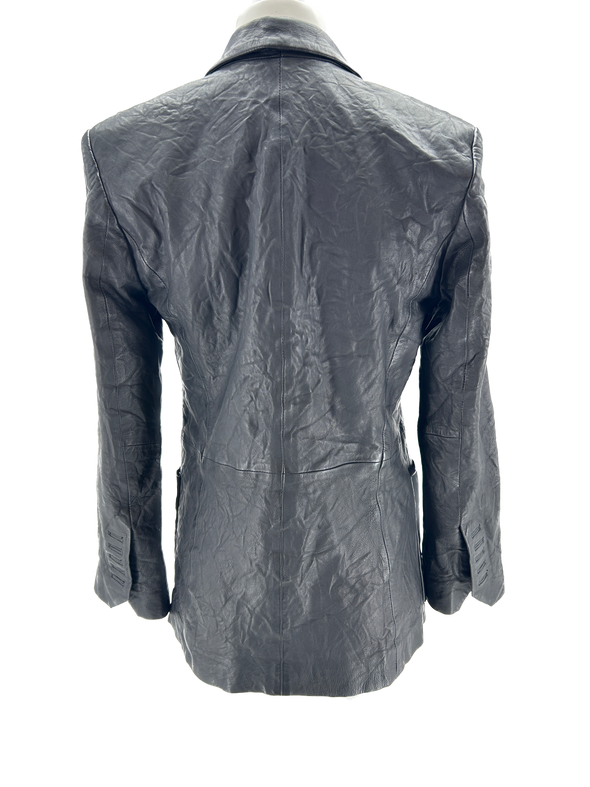 Veste en cuir froissé noir