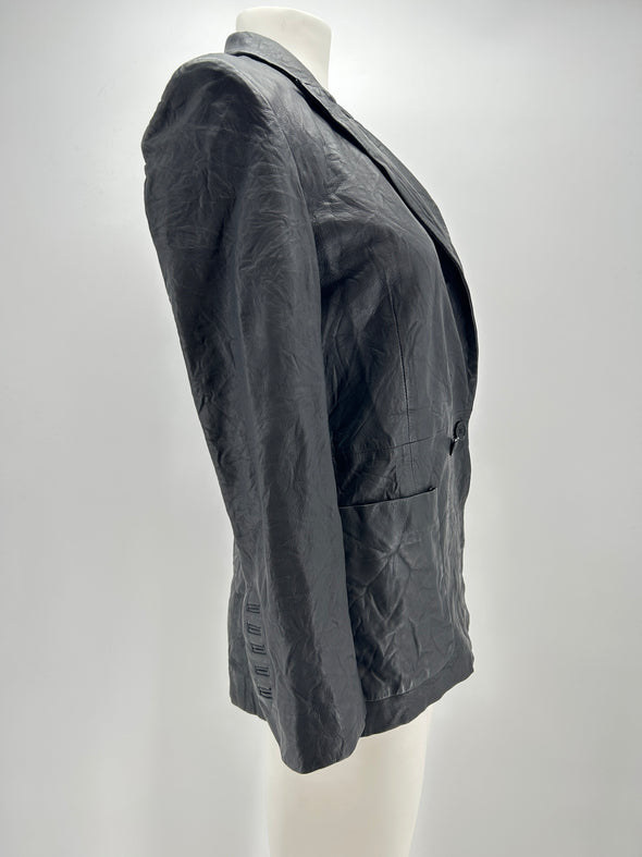 Veste en cuir froissé noir