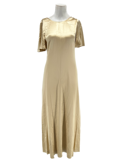 Robe longue beige en soie