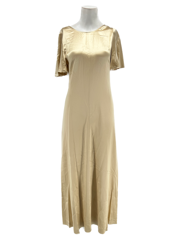 Robe longue beige en soie