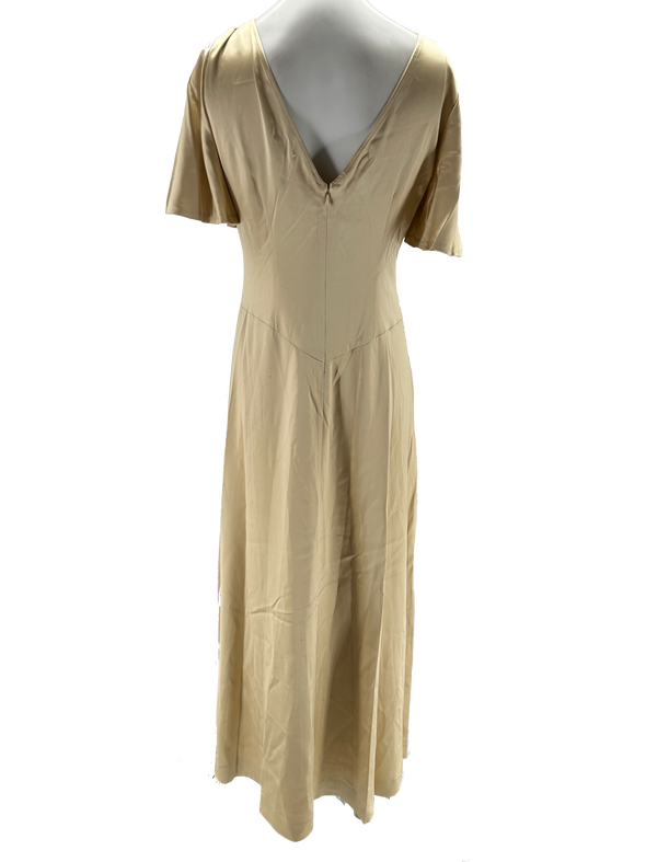 Robe longue beige en soie