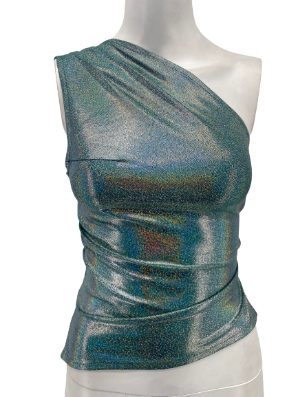 Top asymétrique métallisé