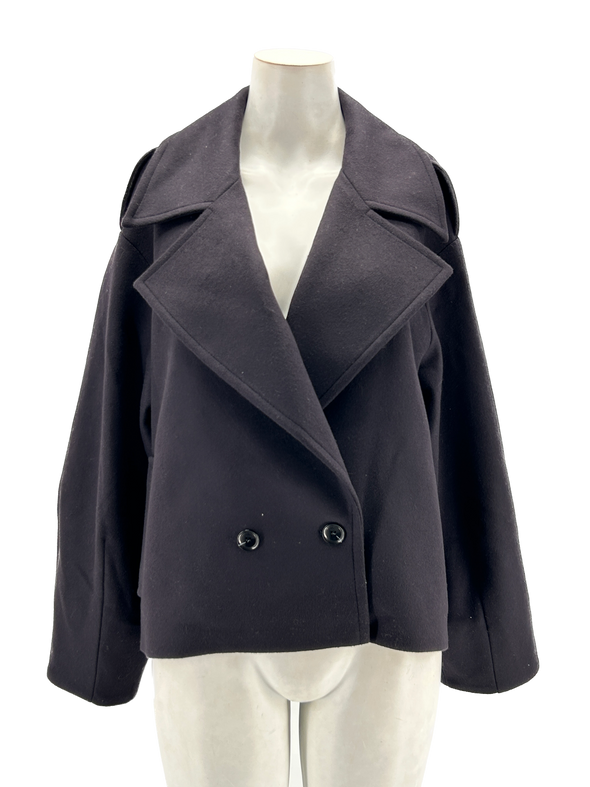 Manteau court noir en laine