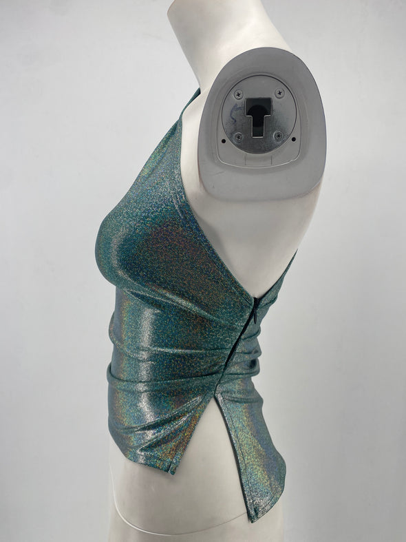 Top asymétrique métallisé