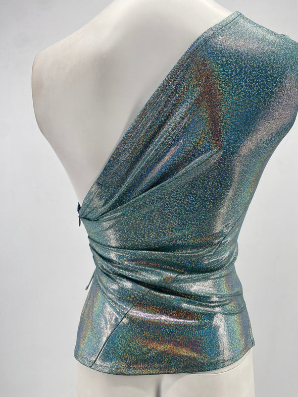 Top asymétrique métallisé