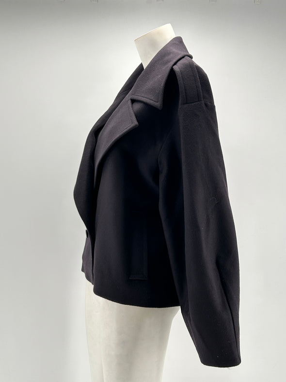 Manteau court noir en laine