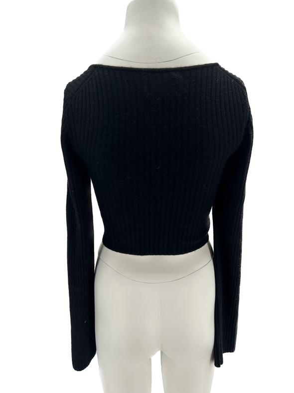 Pull noir en maille côtelée "Assens"