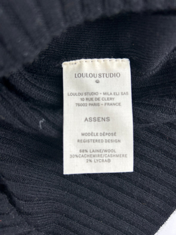 Pull noir en maille côtelée "Assens"