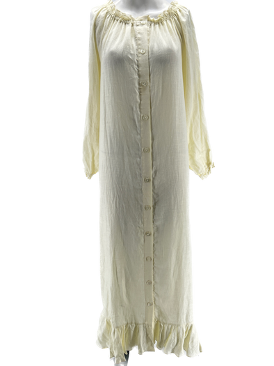 Robe longue en lin blanc cassé
